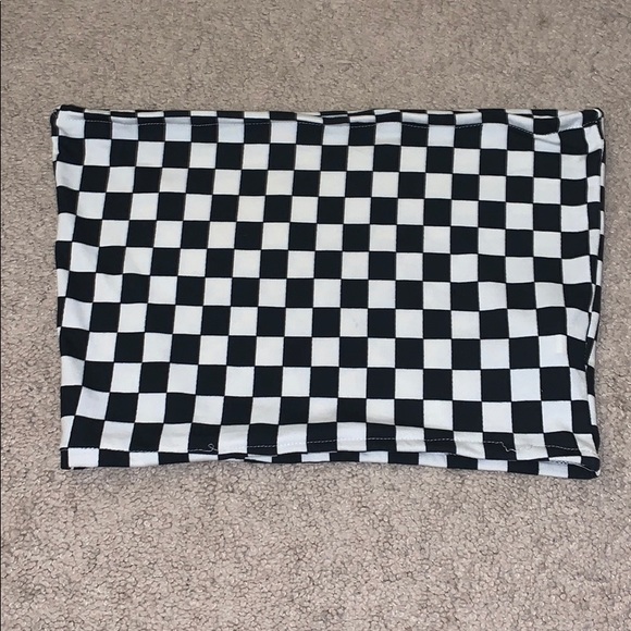 ROMWE Tops - Checkered Tube Top